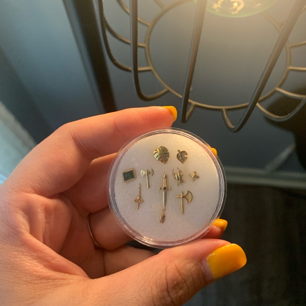 Gold and Green Earring Set